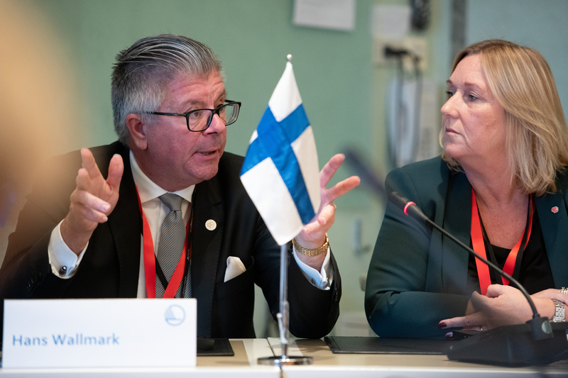 Nordiska rådets president, Hans Wallmark och Nordiska rådets vice president, Gunilla Carlsson vid Nordiska rådets session i Stockholm 2019