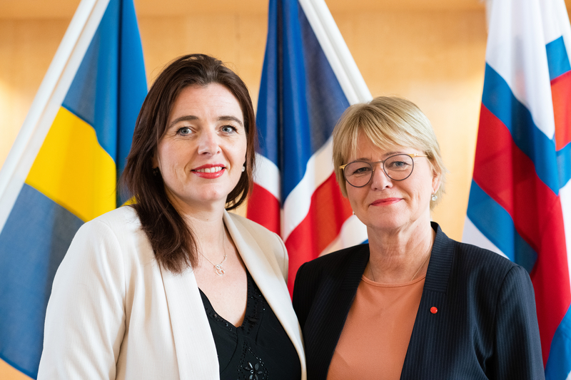 Silja Dögg Gunnarsdóttir och Oddný G. Harðardóttir vid Nordiska rådets session i Stockholm 2019