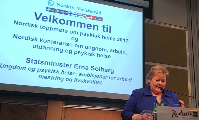 Erna Solberg, nordisk toppmøte om unges psykiske helse 27. februar 2017 i Oslo