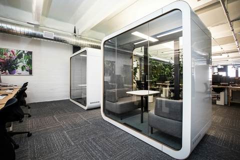 White metal framed glass door, Uneebo Office Design