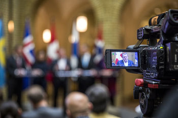 Medier ved statsministrenes pressekonference, Nordisk Råds Session 2018