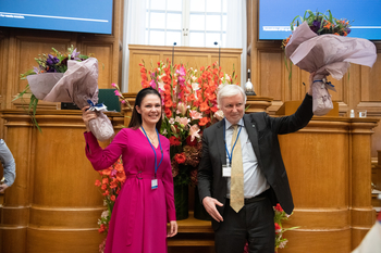 Nordiska rådets president Erkki Tuomioja och vicepresident Lulu Ranne.