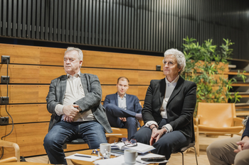 Gränshinderrådets medlemmar Sven-Erik Bucht och Vibeke Hammer Madsen, ordförande 2022.