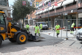 Street work next to Hertig Johans torg, Skövde, Sweden.