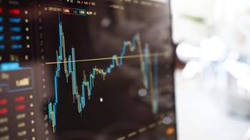 Screen with stock market diagram